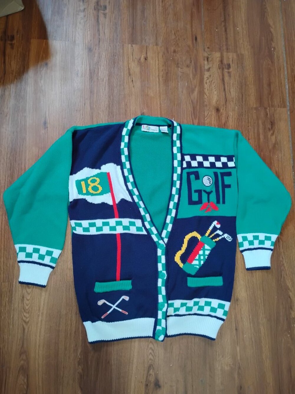 Vintage HKA Golf Cardigan Sweater - Picture 2 of 6